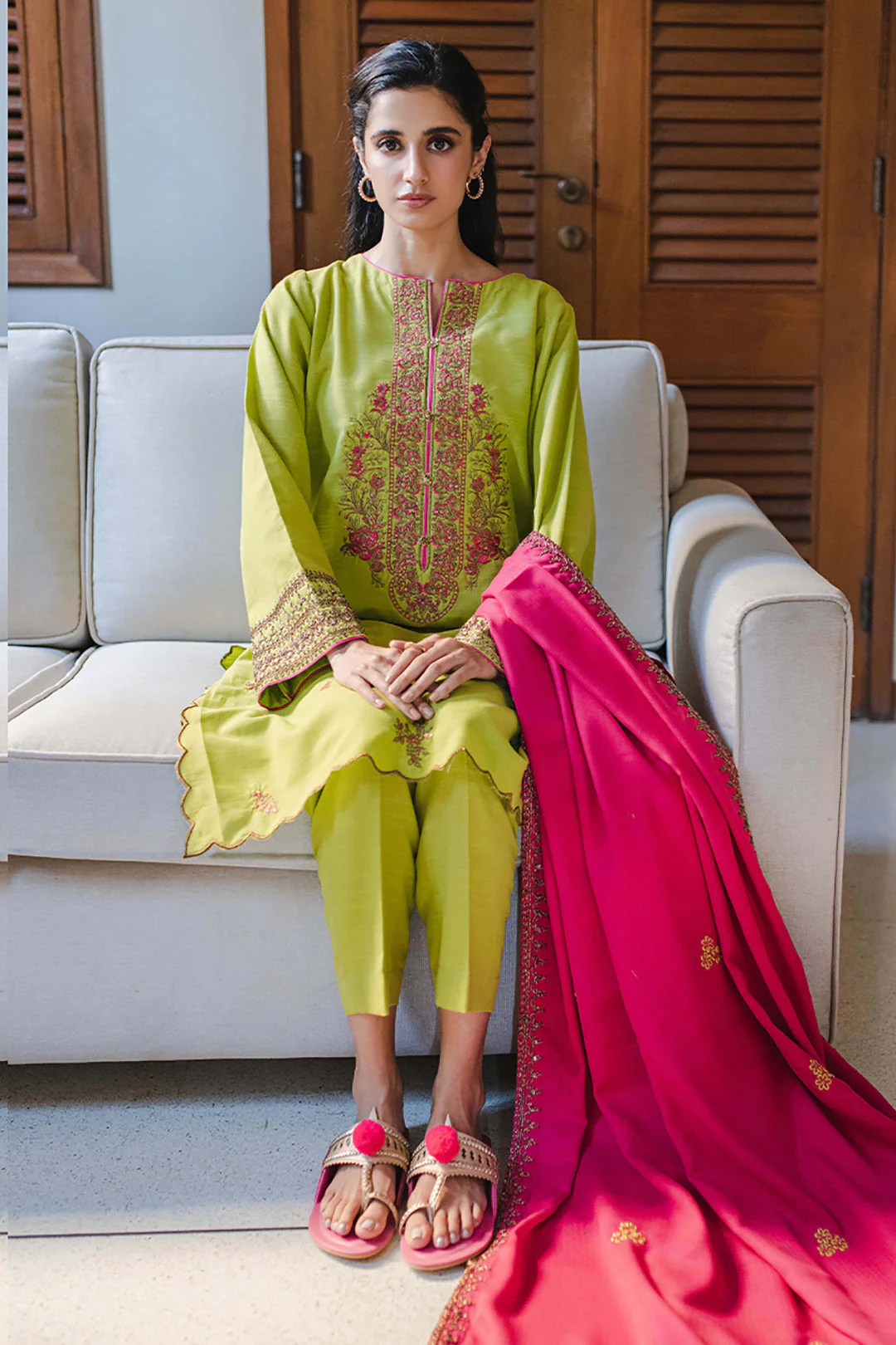 Embroidered Shirt Shalwar Dupatta - 0056 - Image 2