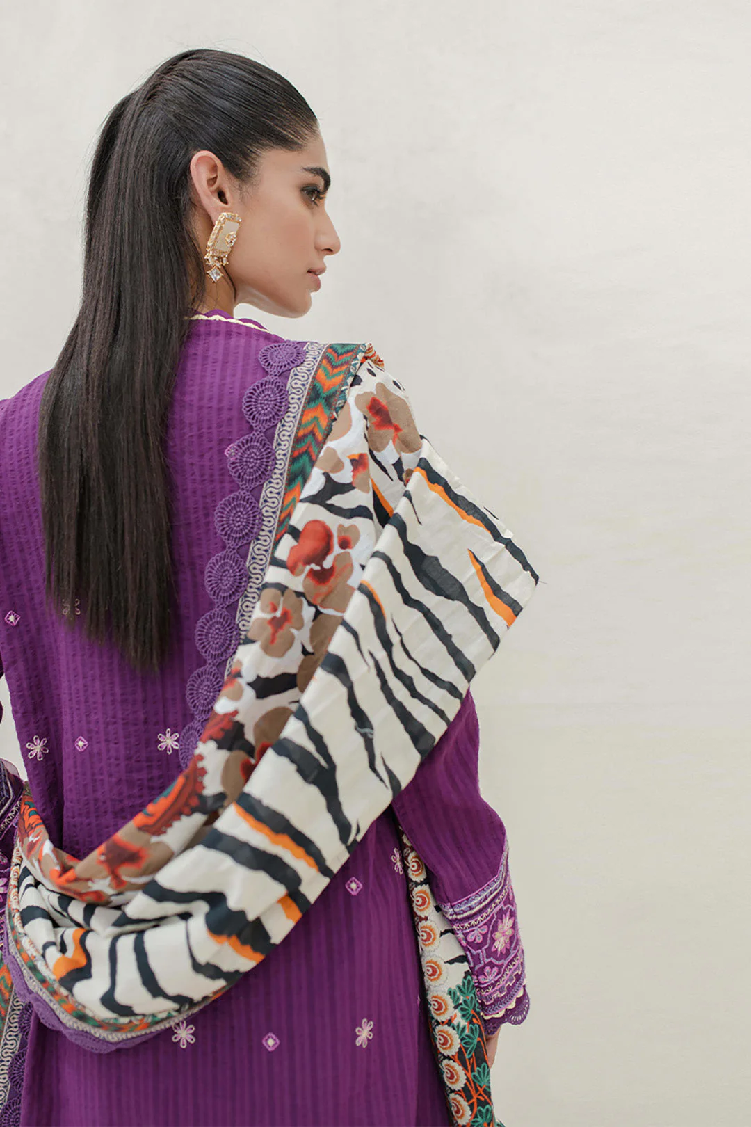 Embroidered Shirt Shalwar Dupatta - 0704 - Image 5