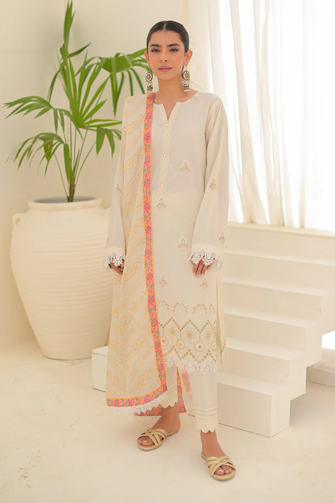 Embroidered Shirt Shalwar Dupatta - 0183 - Image 3