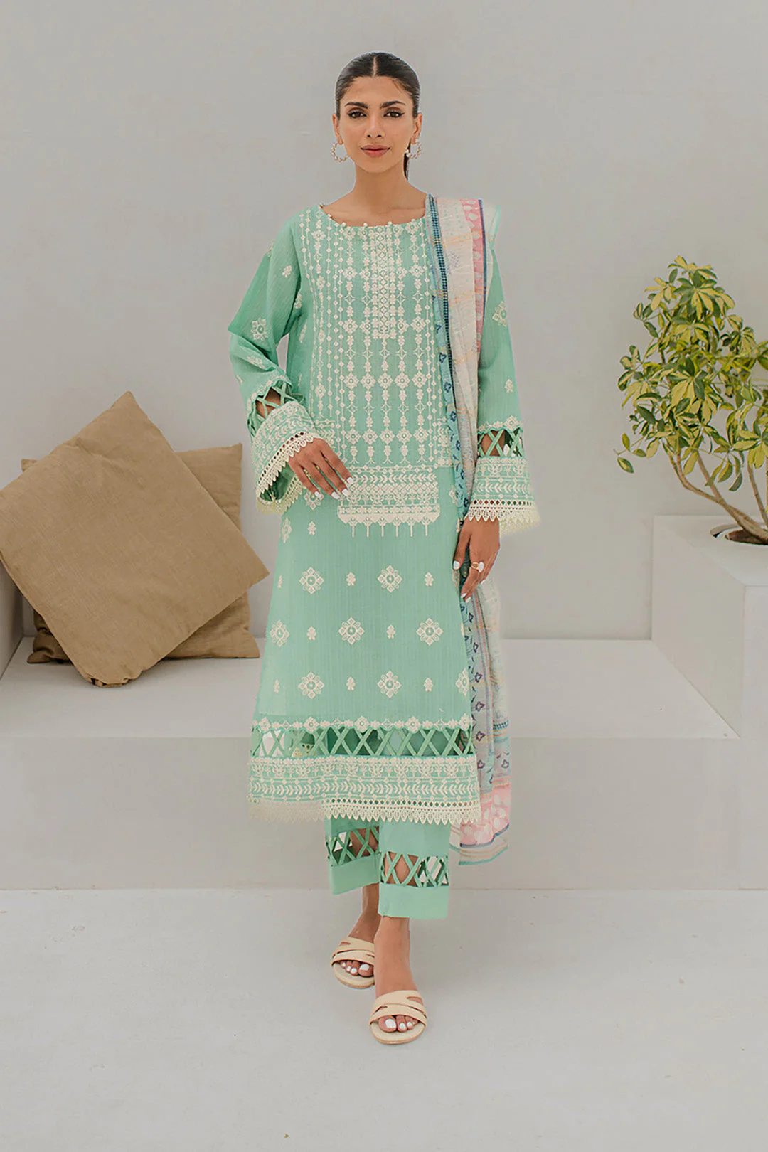 Embroidered Shirt Shalwar Dupatta - 0186 - Image 2