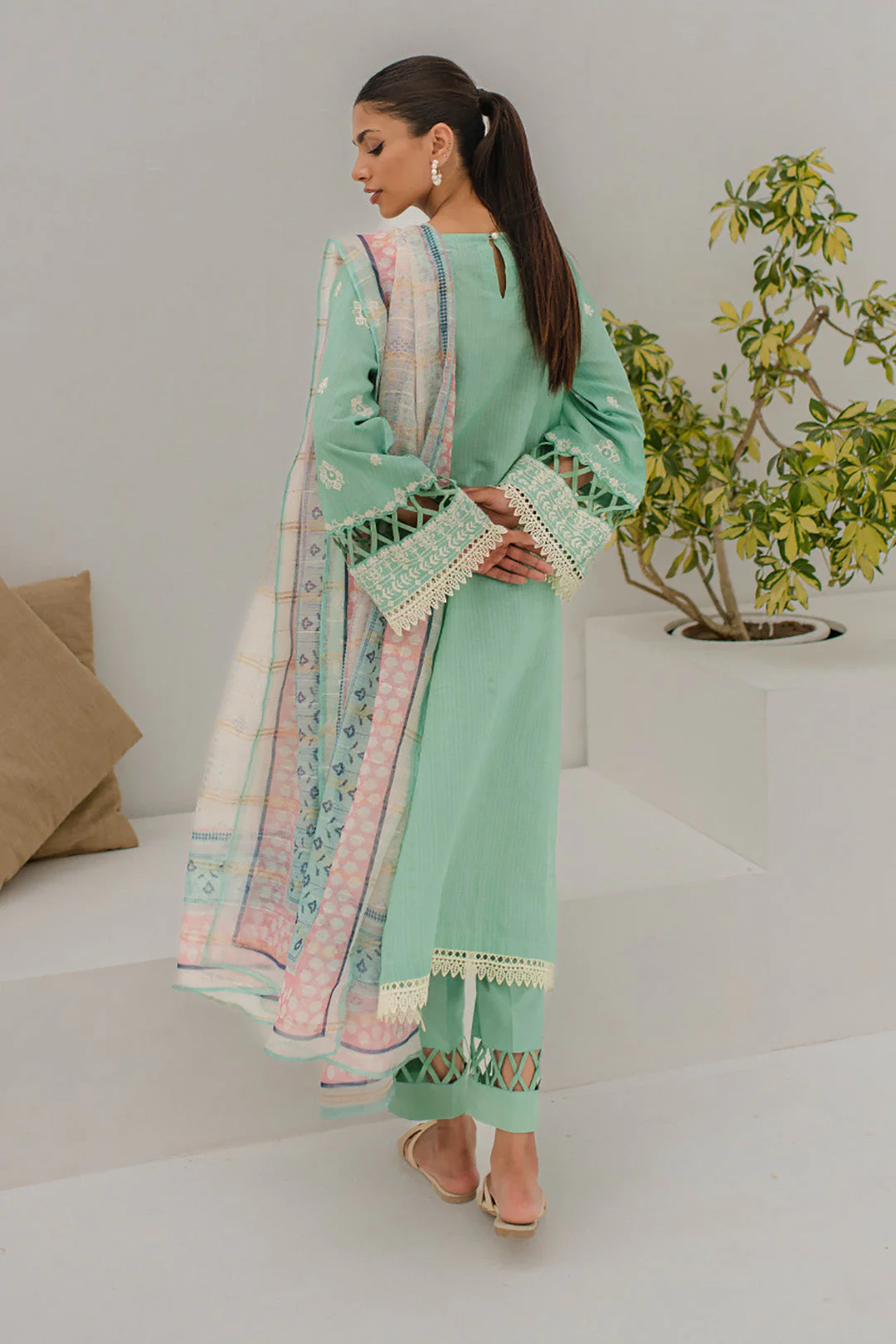 Embroidered Shirt Shalwar Dupatta - 0186 - Image 5