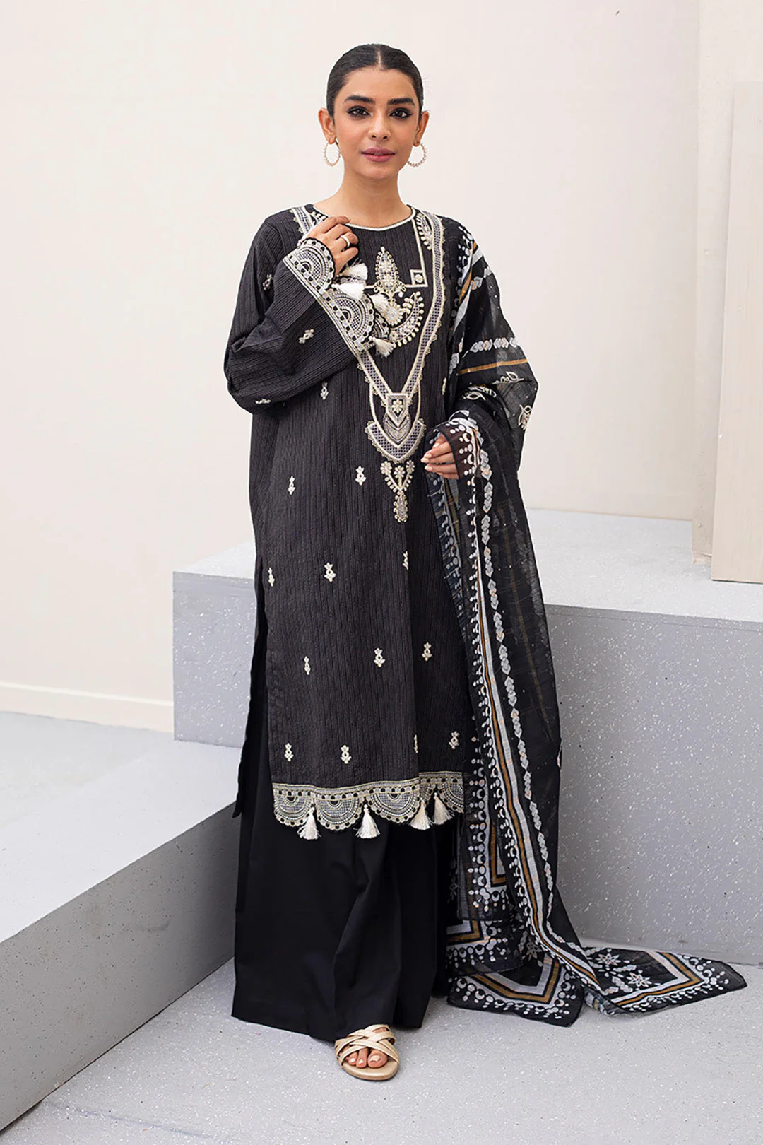 Embroidered Shirt Shalwar Dupatta - 0190 - Image 2