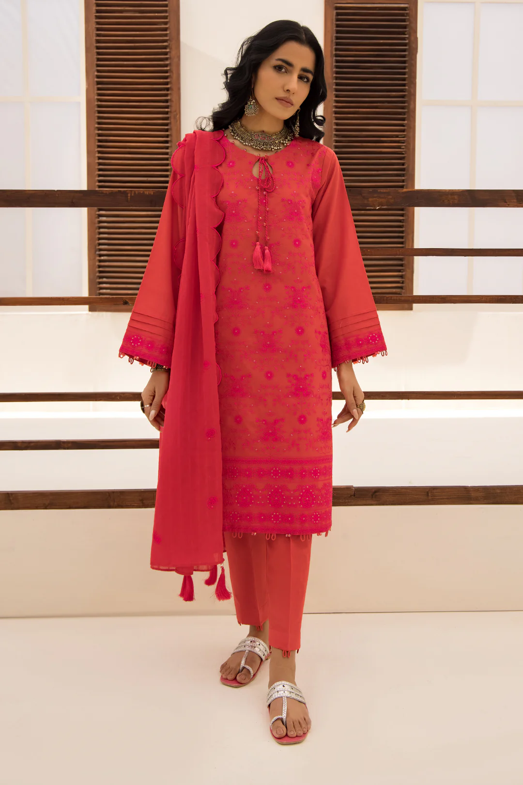 Embroidered Shirt Shalwar Dupatta - 0191 - Image 2