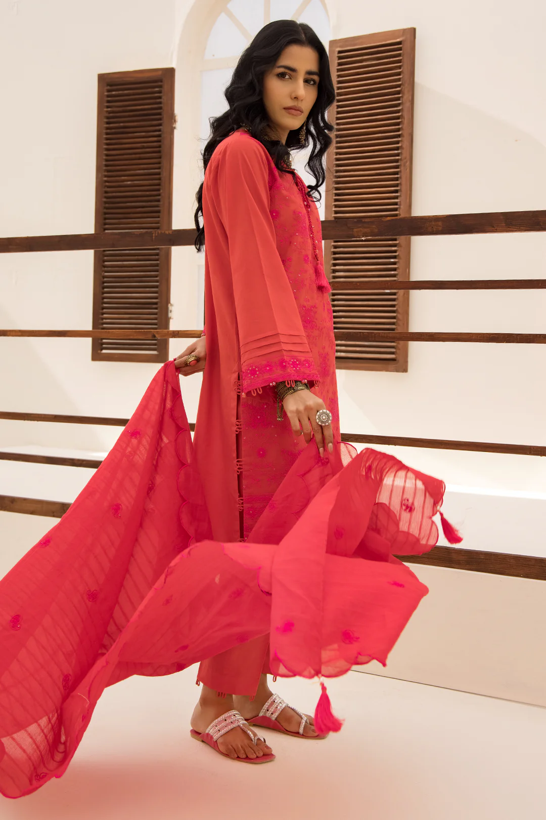 Embroidered Shirt Shalwar Dupatta - 0191 - Image 3