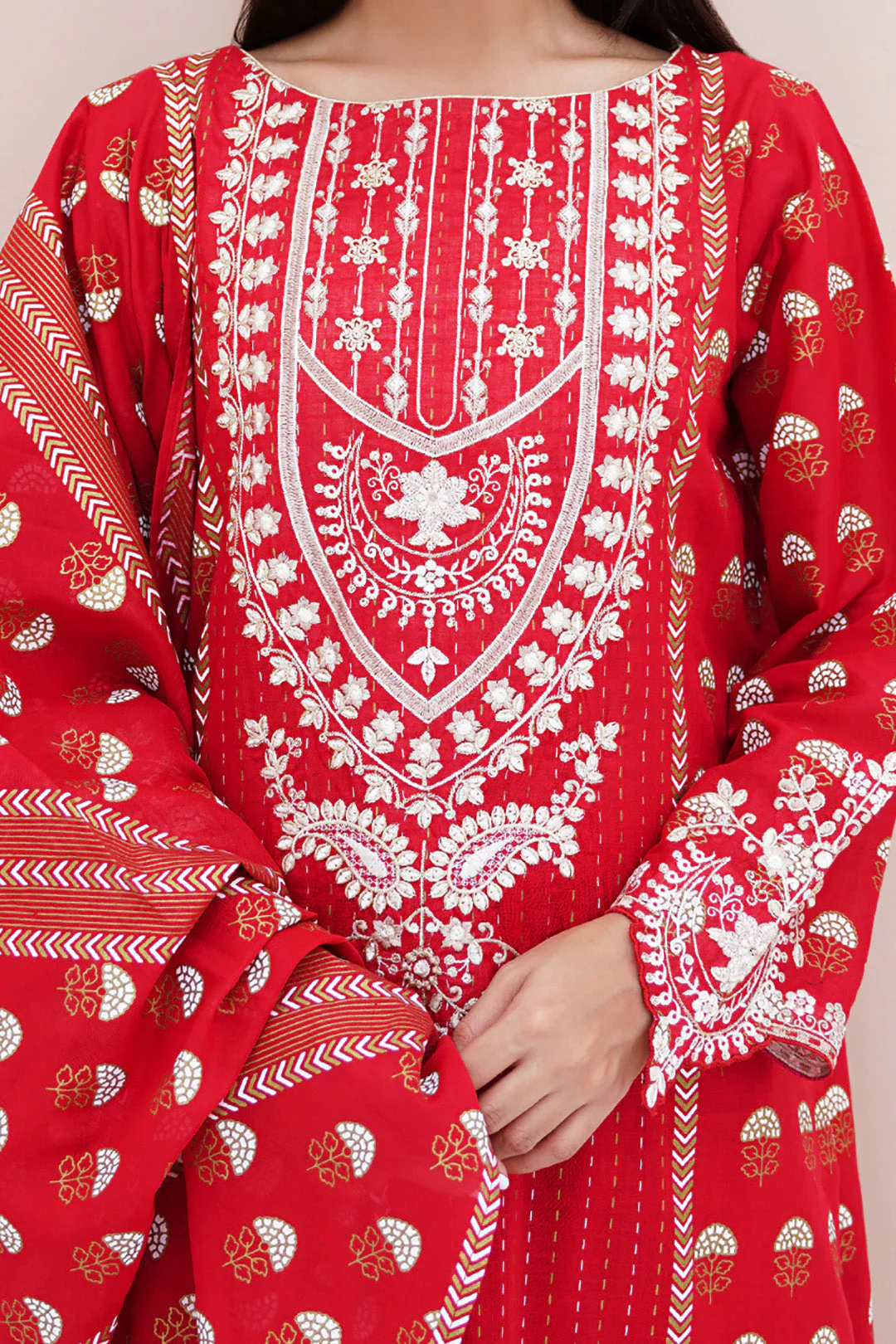 Embroidered Shirt Shalwar Dupatta - 0195 - Image 4