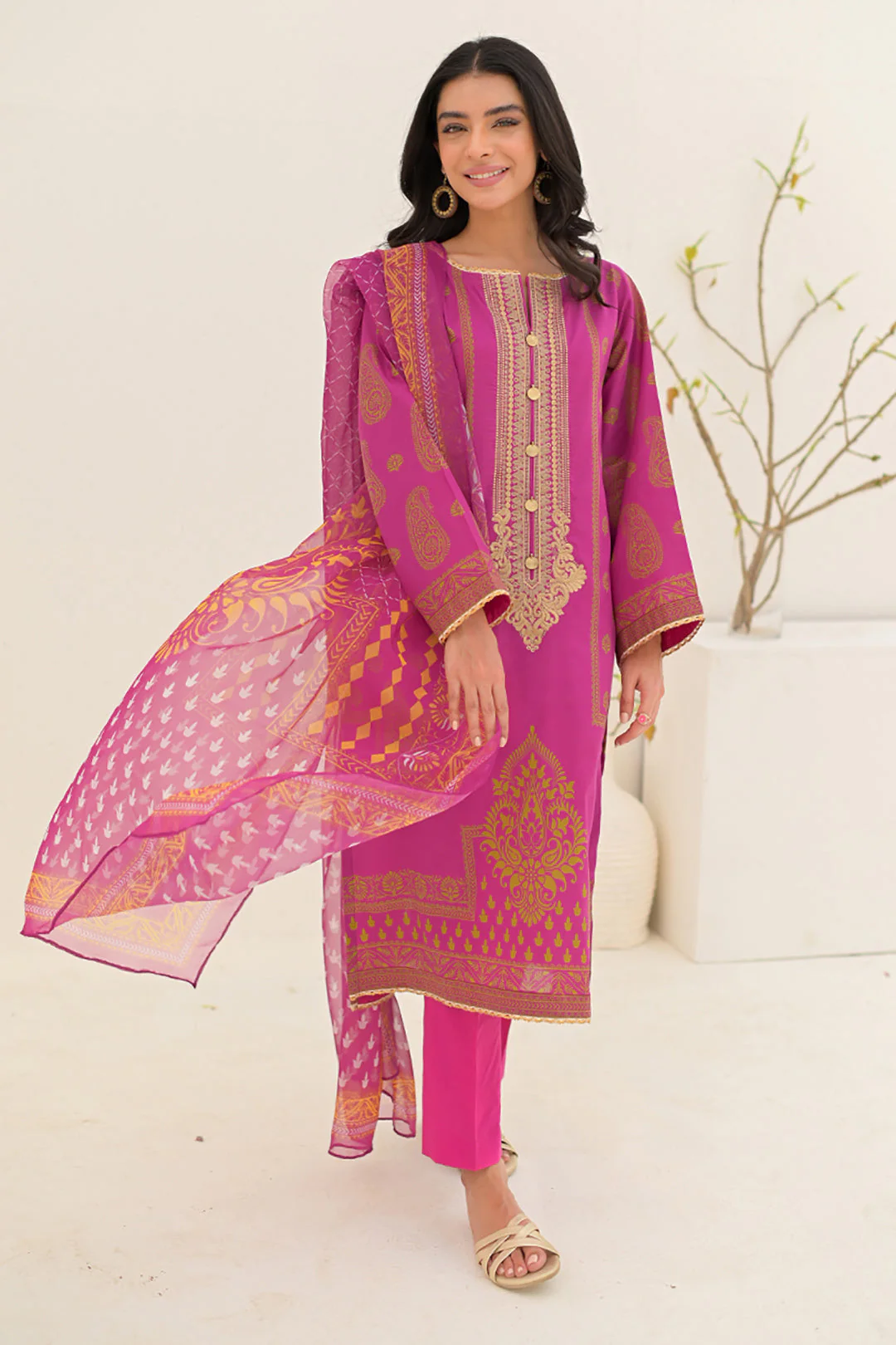 Embroidered Shirt Shalwar Dupatta - 0260 - Image 3