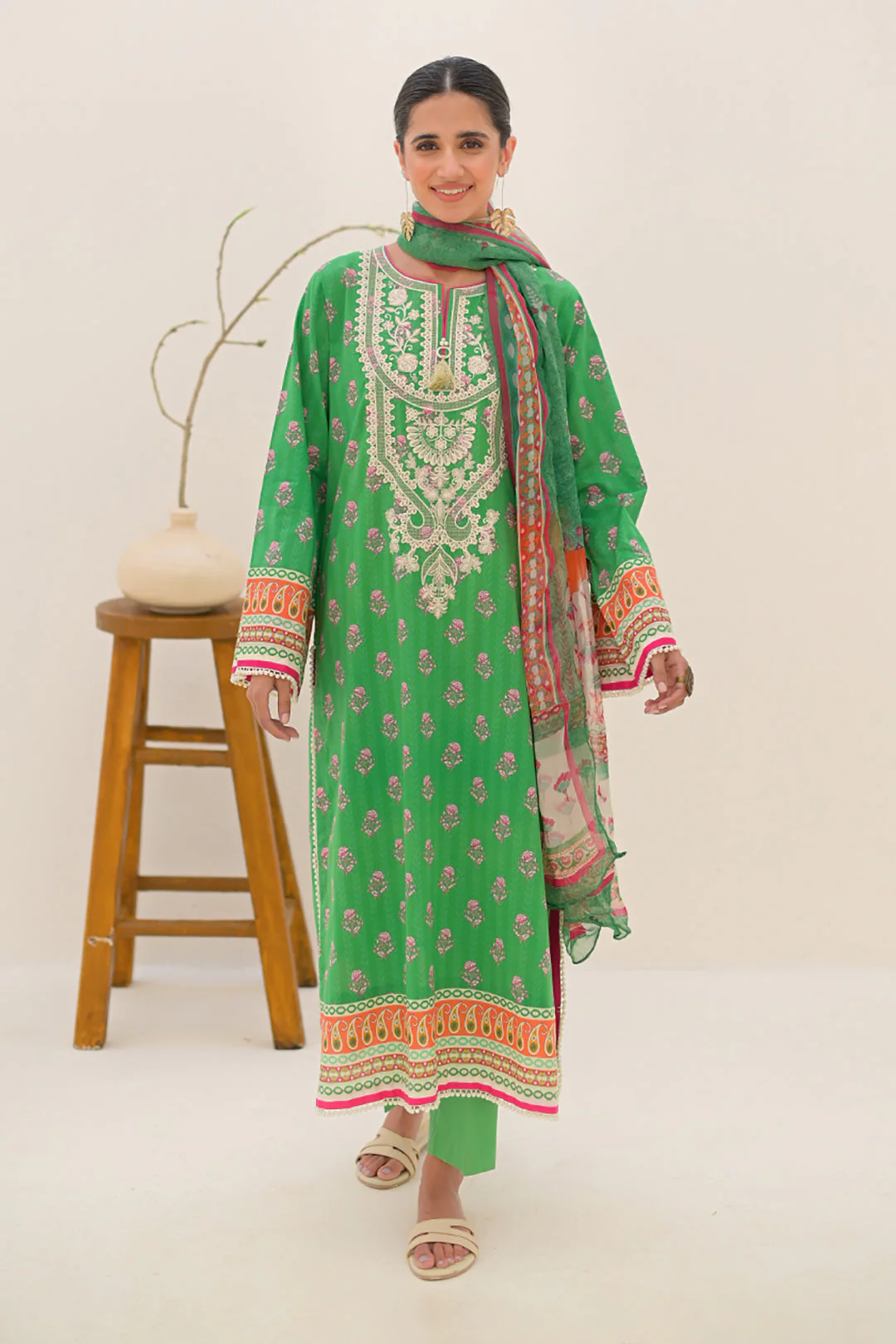 Embroidered Shirt Shalwar Dupatta - 0263 - Image 3
