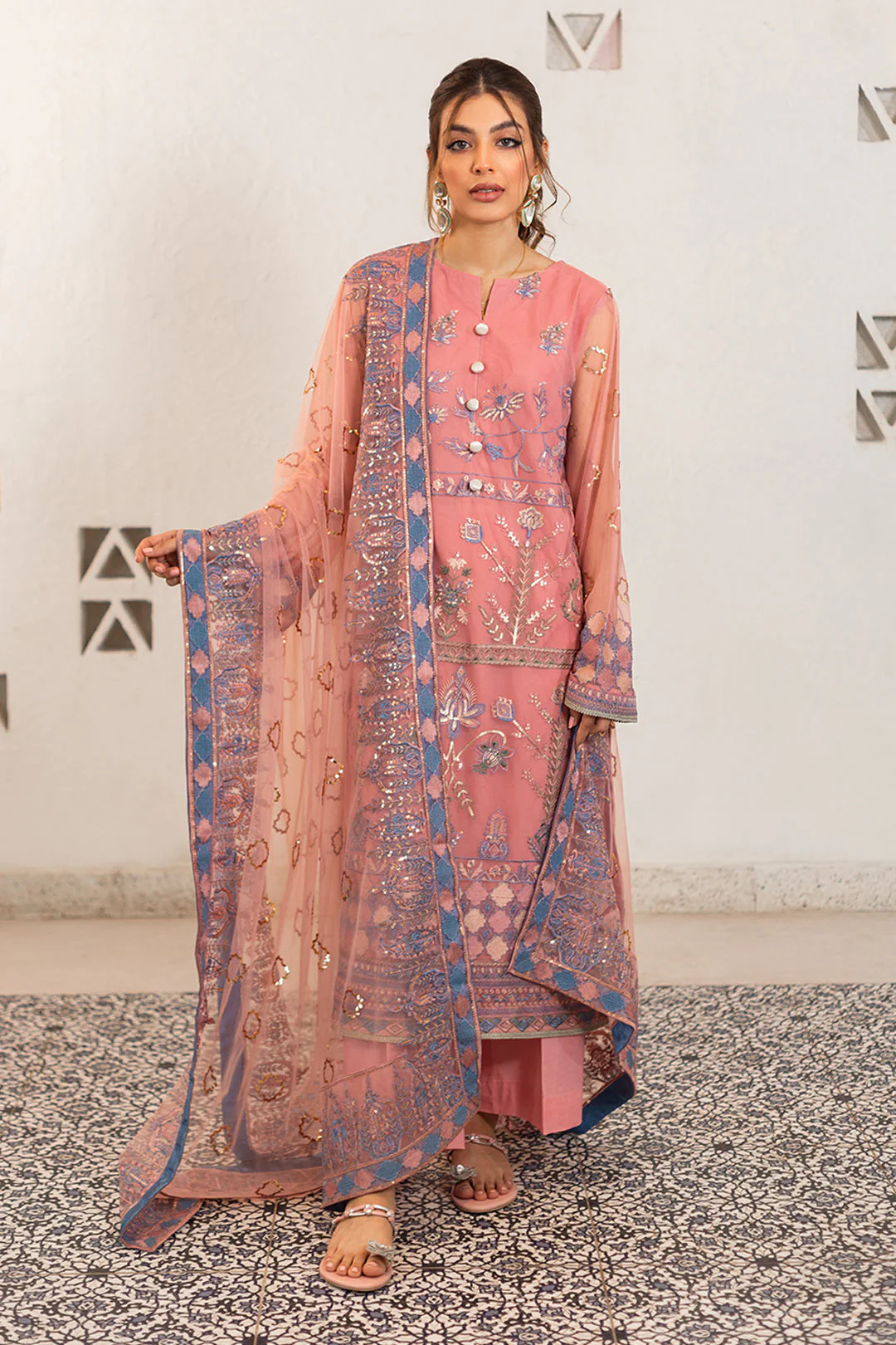 Embroidered Shirt Shalwar Dupatta - 0284 - Image 3