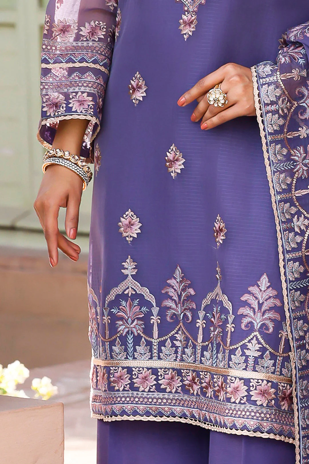 Embroidered Shirt Shalwar Dupatta - 0287 - Image 2
