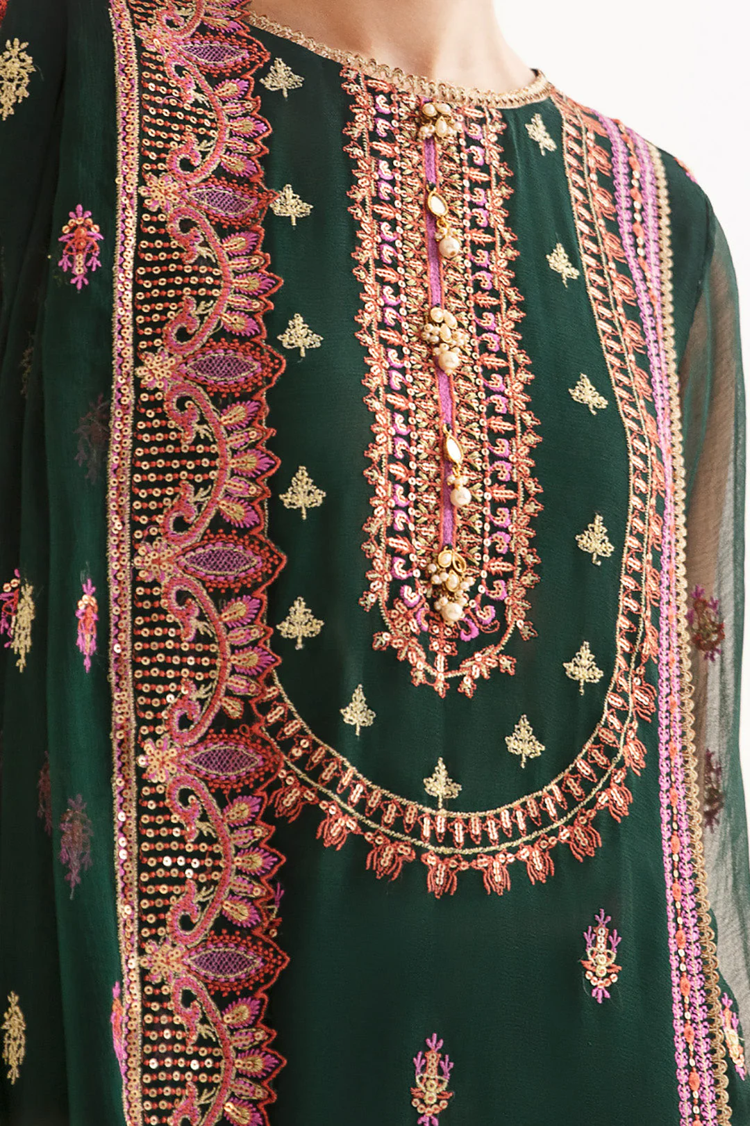 Embroidered Shirt Shalwar Dupatta - 0294 - Image 4