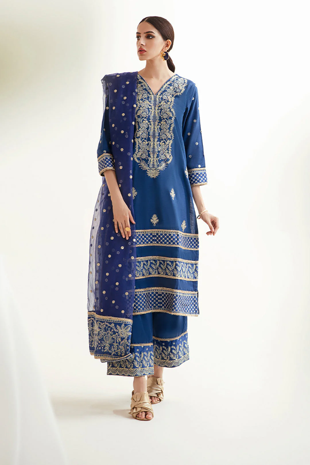Embroidered Shirt Shalwar Dupatta - 0295 - Image 3