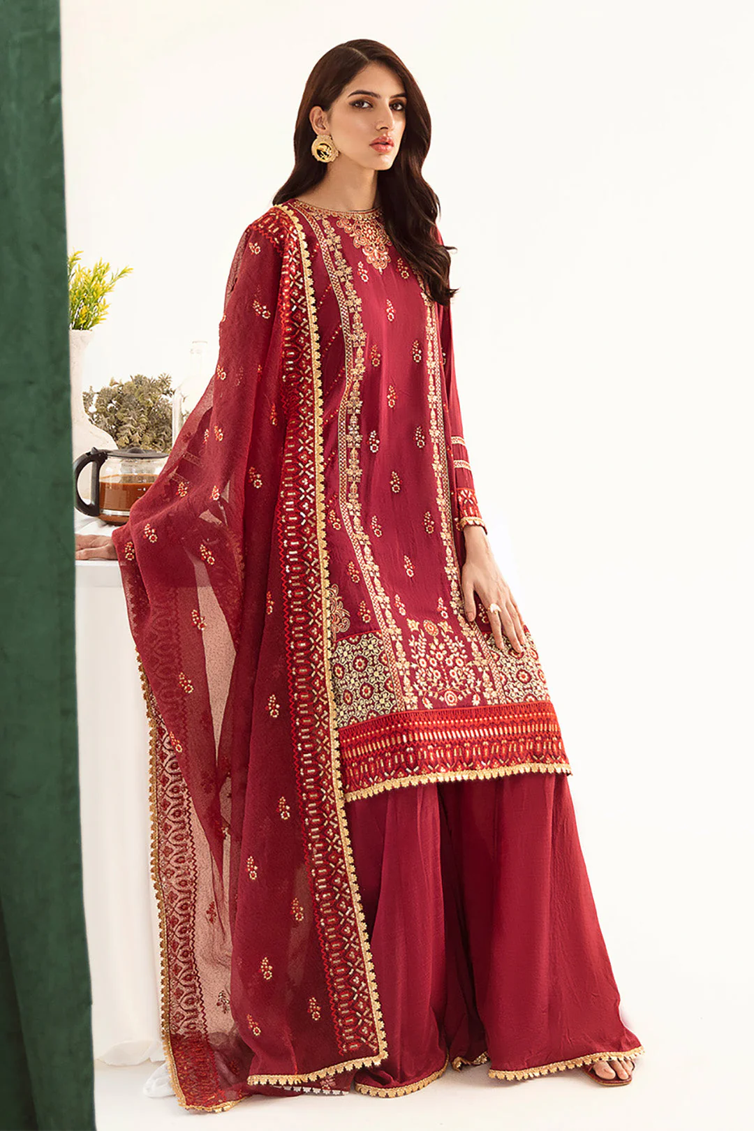 Embroidered Shirt Shalwar Dupatta - 0297 - Image 3