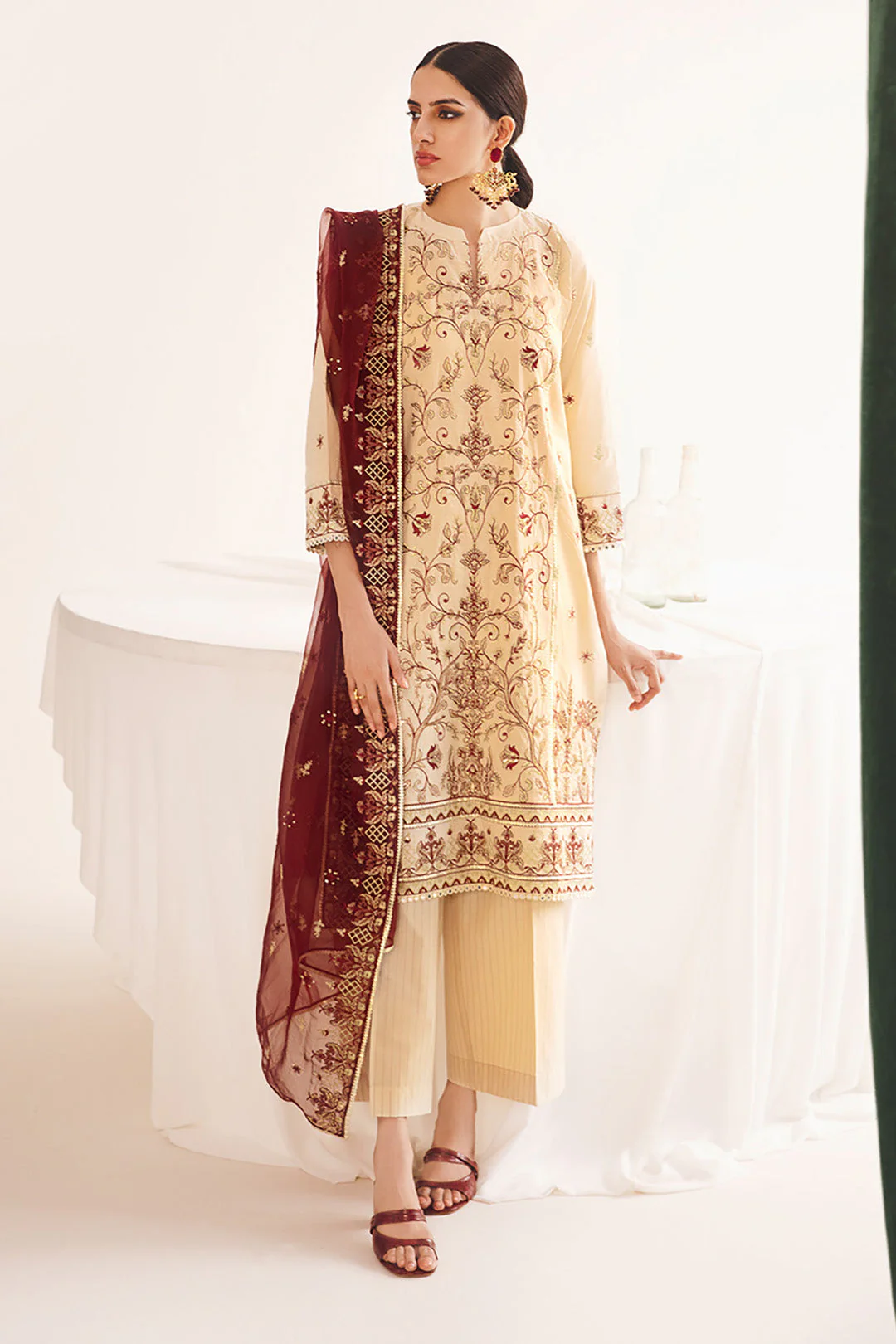 Embroidered Shirt Shalwar Dupatta - 0301 - Image 2