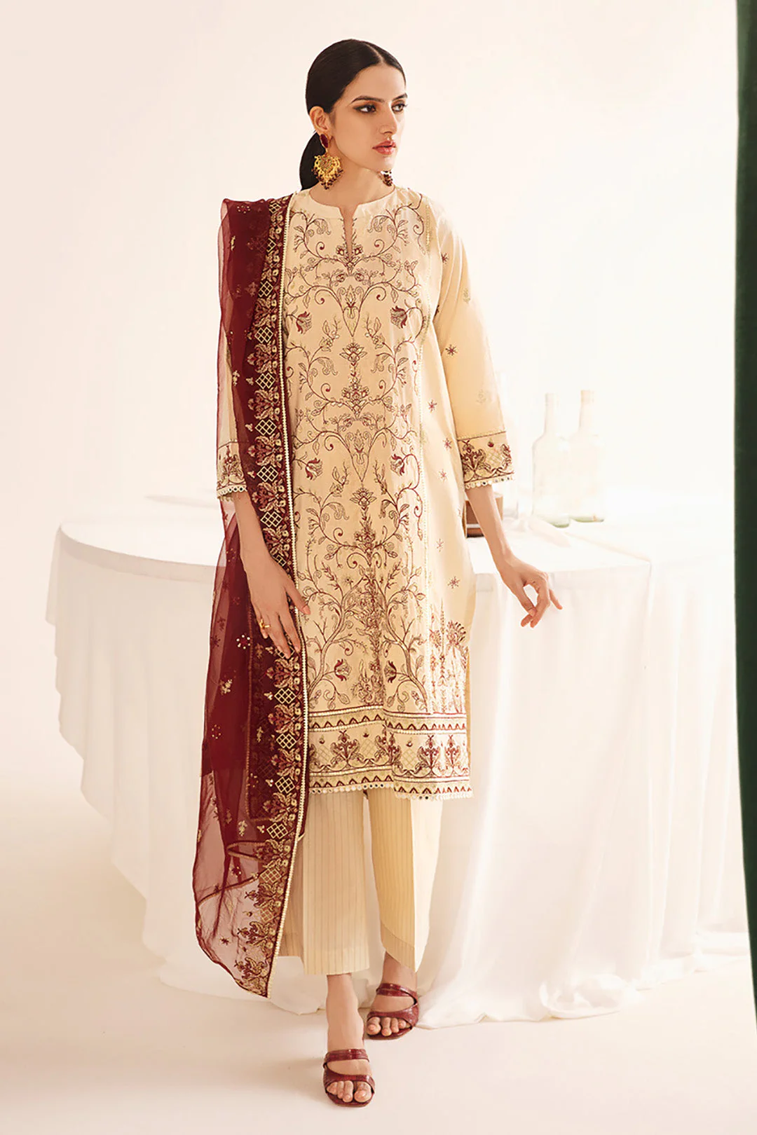 Embroidered Shirt Shalwar Dupatta - 0301 - Image 3