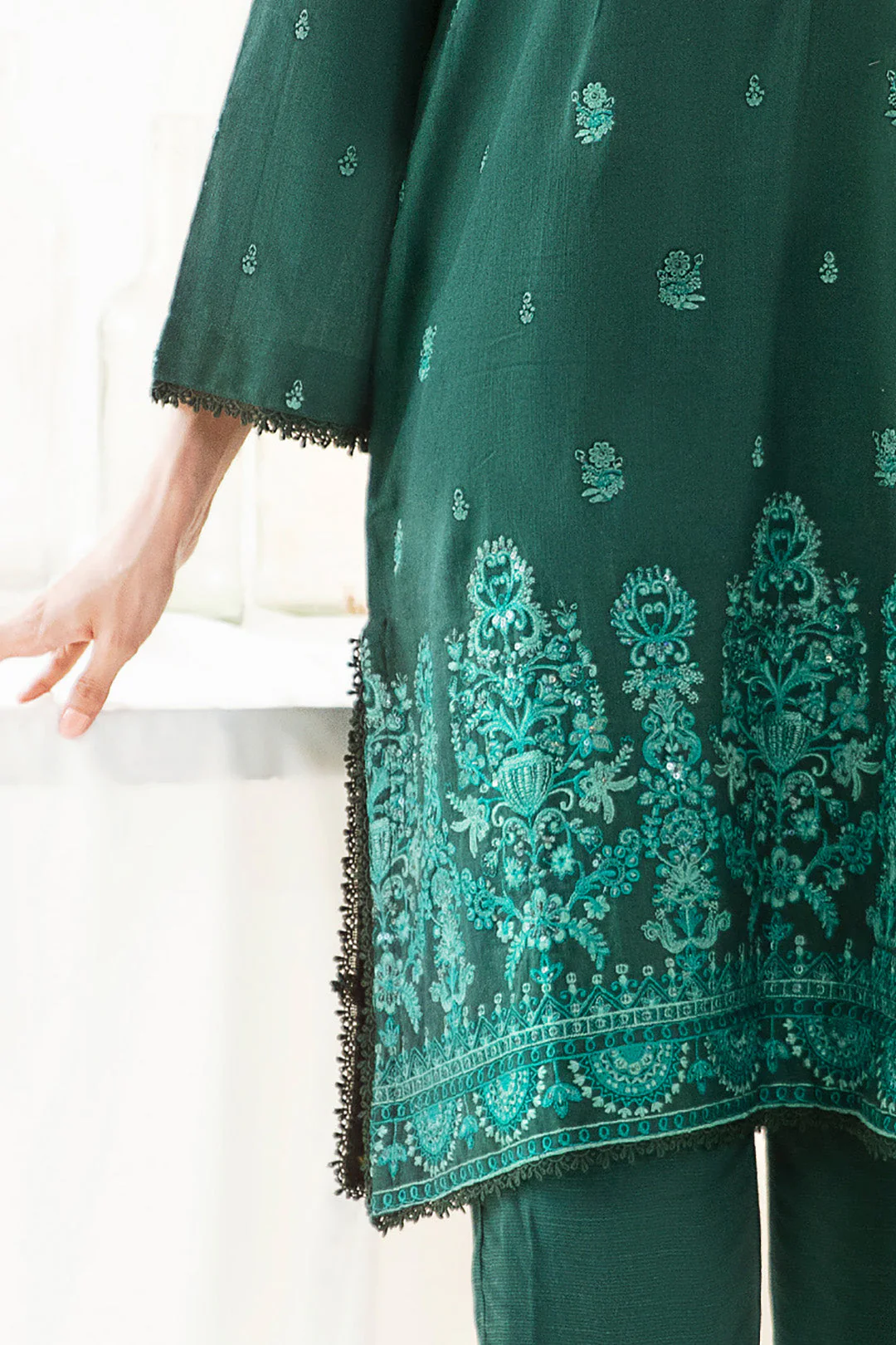 Embroidered Shirt Shalwar Dupatta - 0302 - Image 5