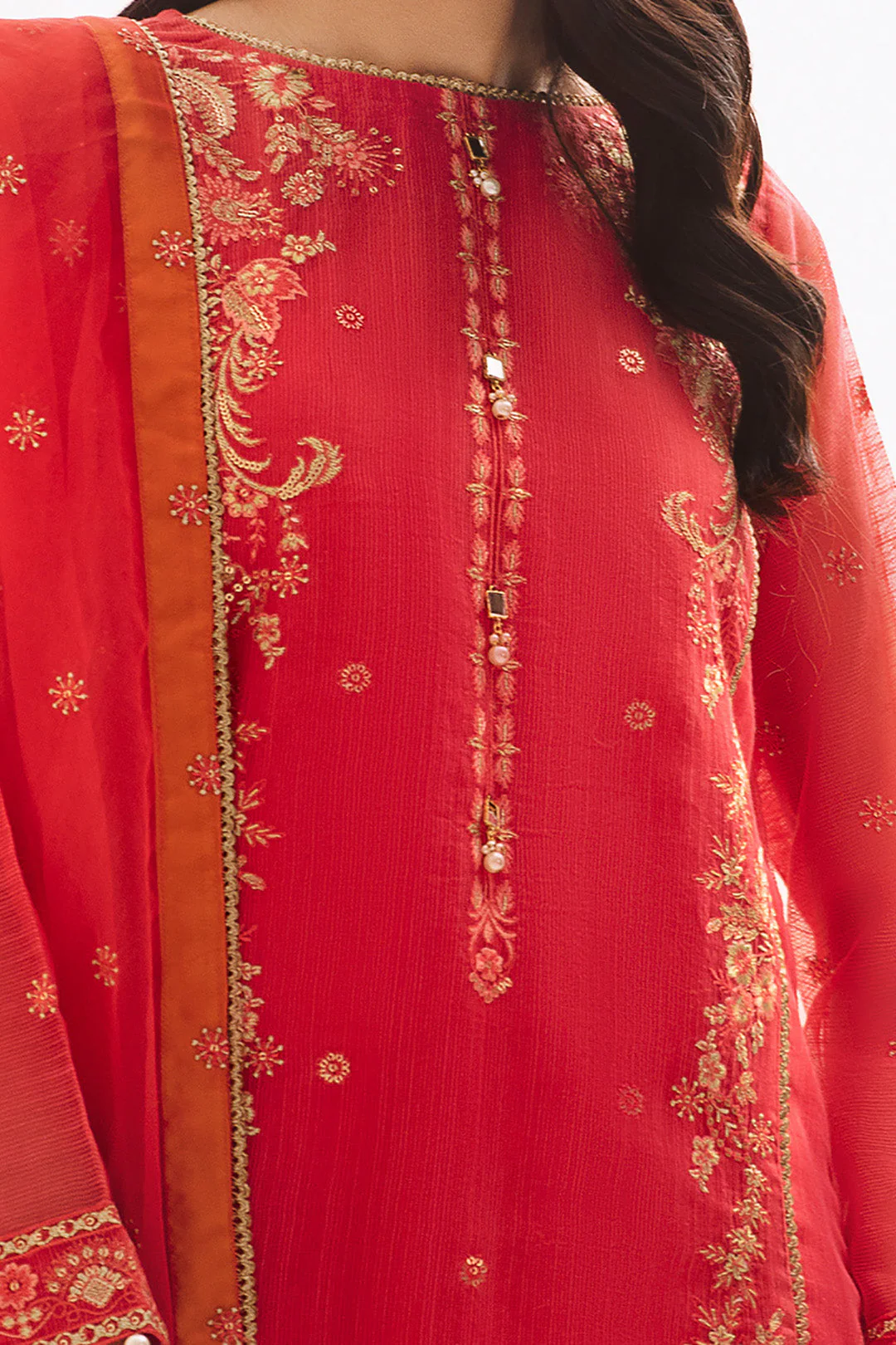 Embroidered Shirt Shalwar Dupatta - 0303 - Image 4