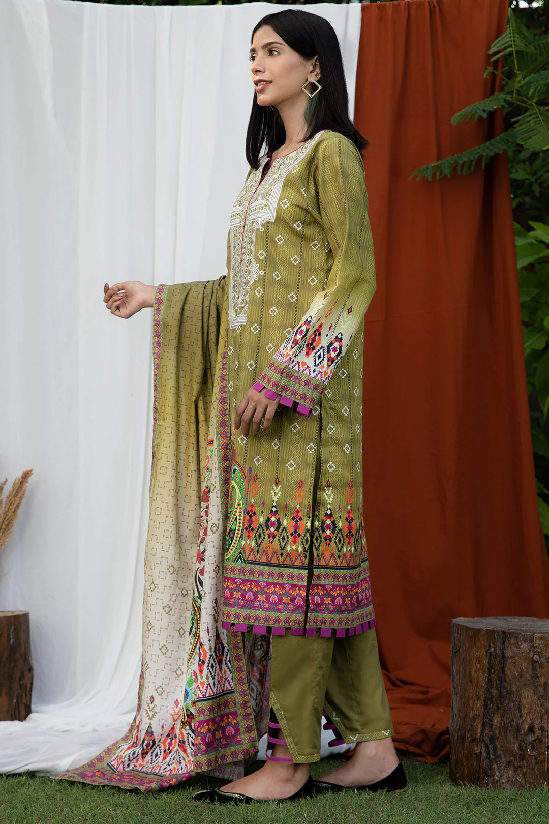 Embroidered Shirt Shalwar Dupatta - 0317 - Image 3