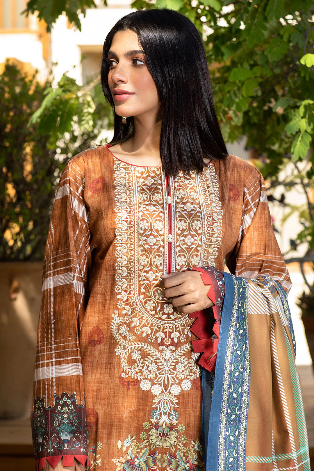 Embroidered Shirt Shalwar Dupatta - 0319 - Image 2