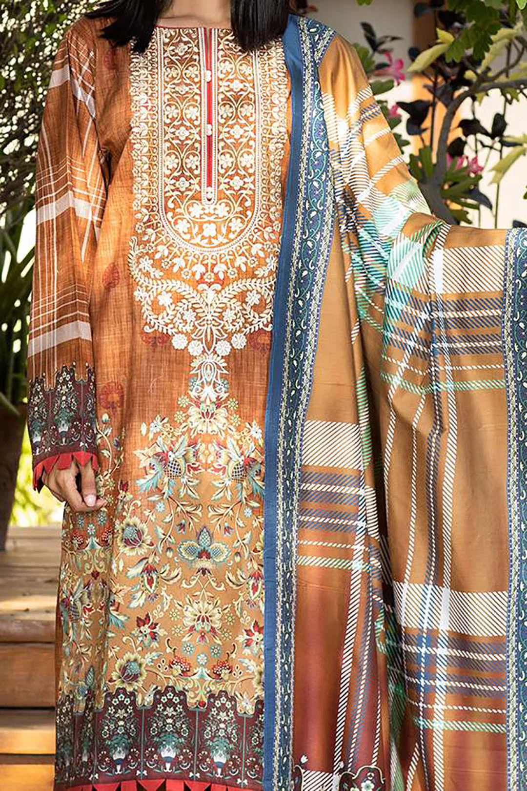 Embroidered Shirt Shalwar Dupatta - 0319 - Image 4