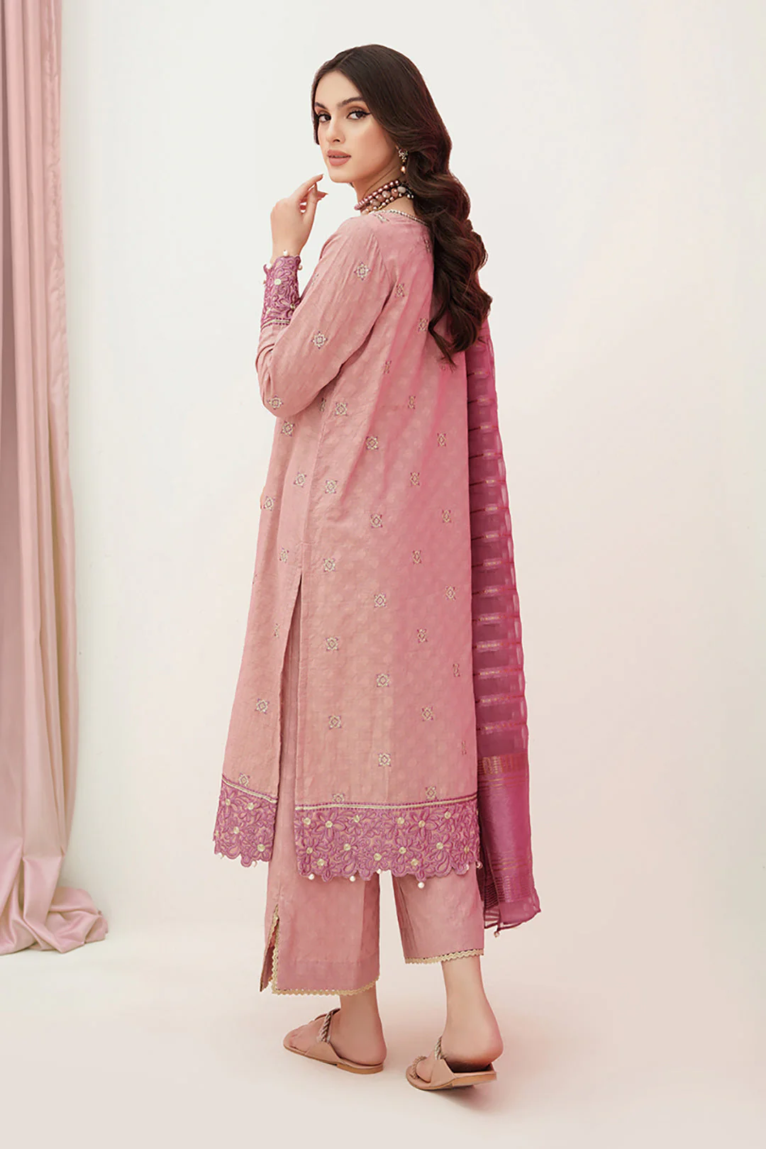 Embroidered Shirt Shalwar Dupatta - 0352 - Image 7