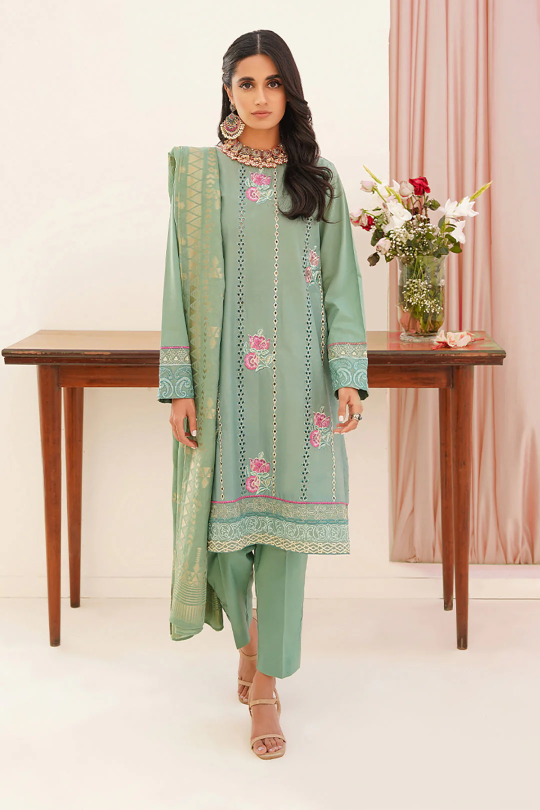 Embroidered Shirt Shalwar Dupatta - 0353 - Image 2