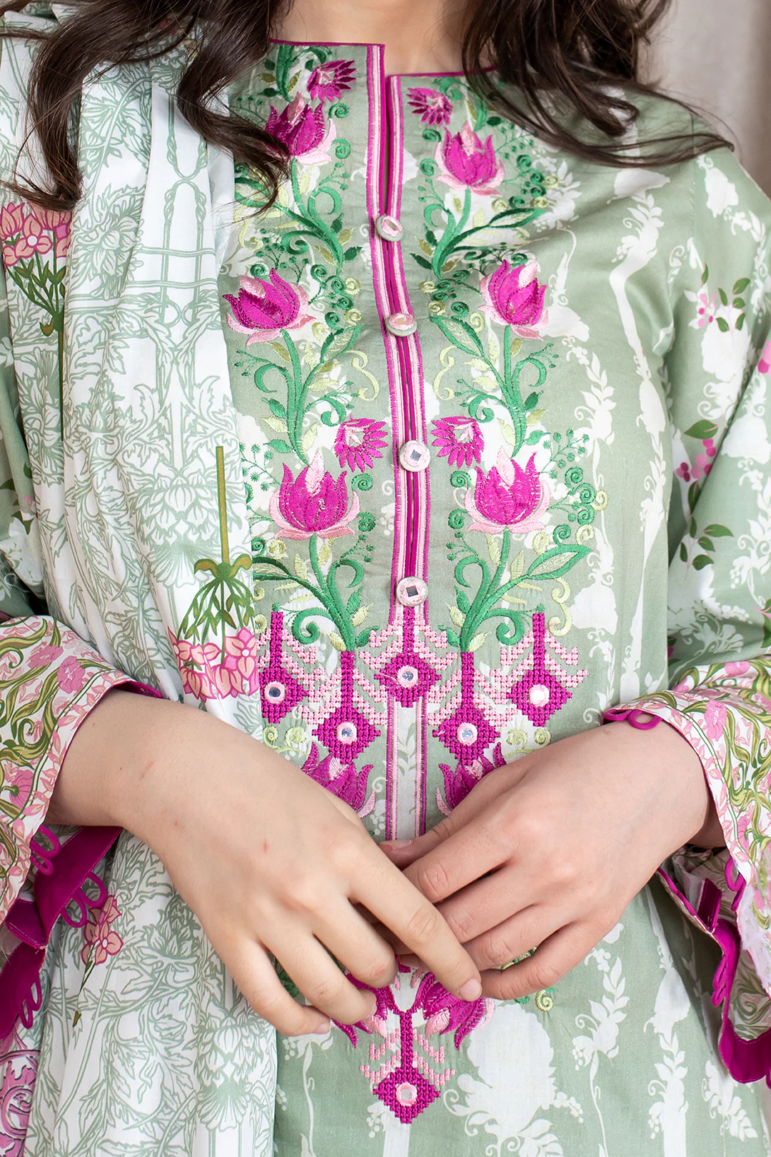Embroidered Shirt Shalwar Dupatta - 0364 - Image 4