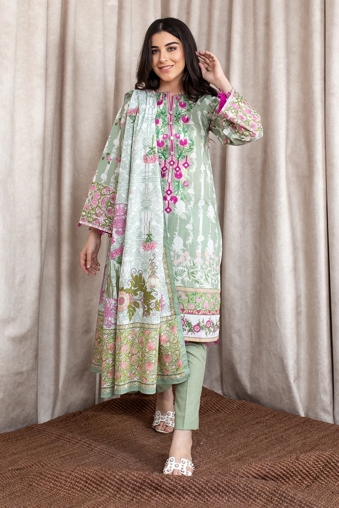 Embroidered Shirt Shalwar Dupatta - 0364 - Image 5