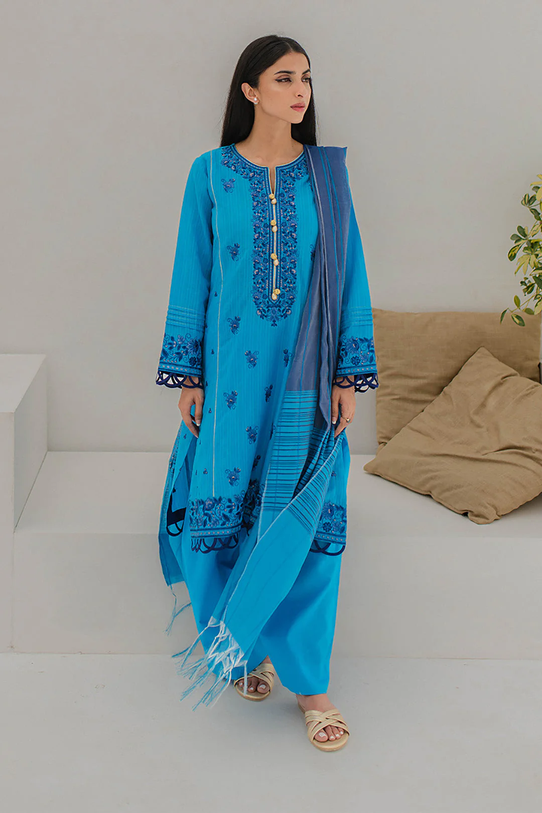 Embroidered Shirt Shalwar Dupatta - 0379 - Image 2