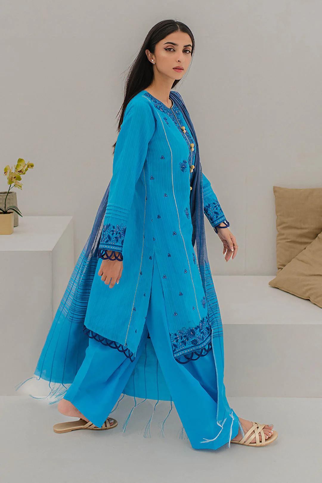 Embroidered Shirt Shalwar Dupatta - 0379 - Image 3