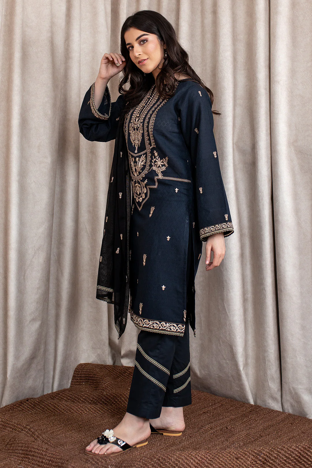 Embroidered Shirt Shalwar Dupatta - 0383 - Image 3