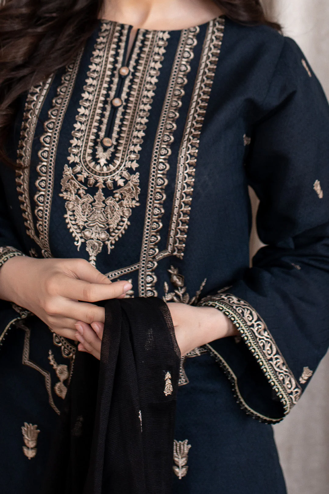 Embroidered Shirt Shalwar Dupatta - 0383 - Image 4