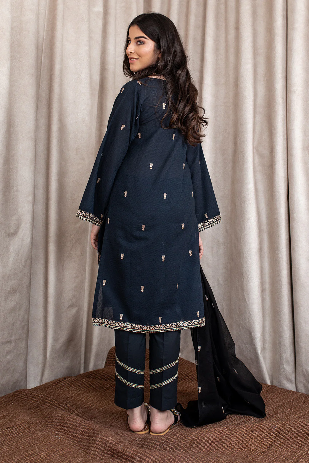 Embroidered Shirt Shalwar Dupatta - 0383 - Image 6