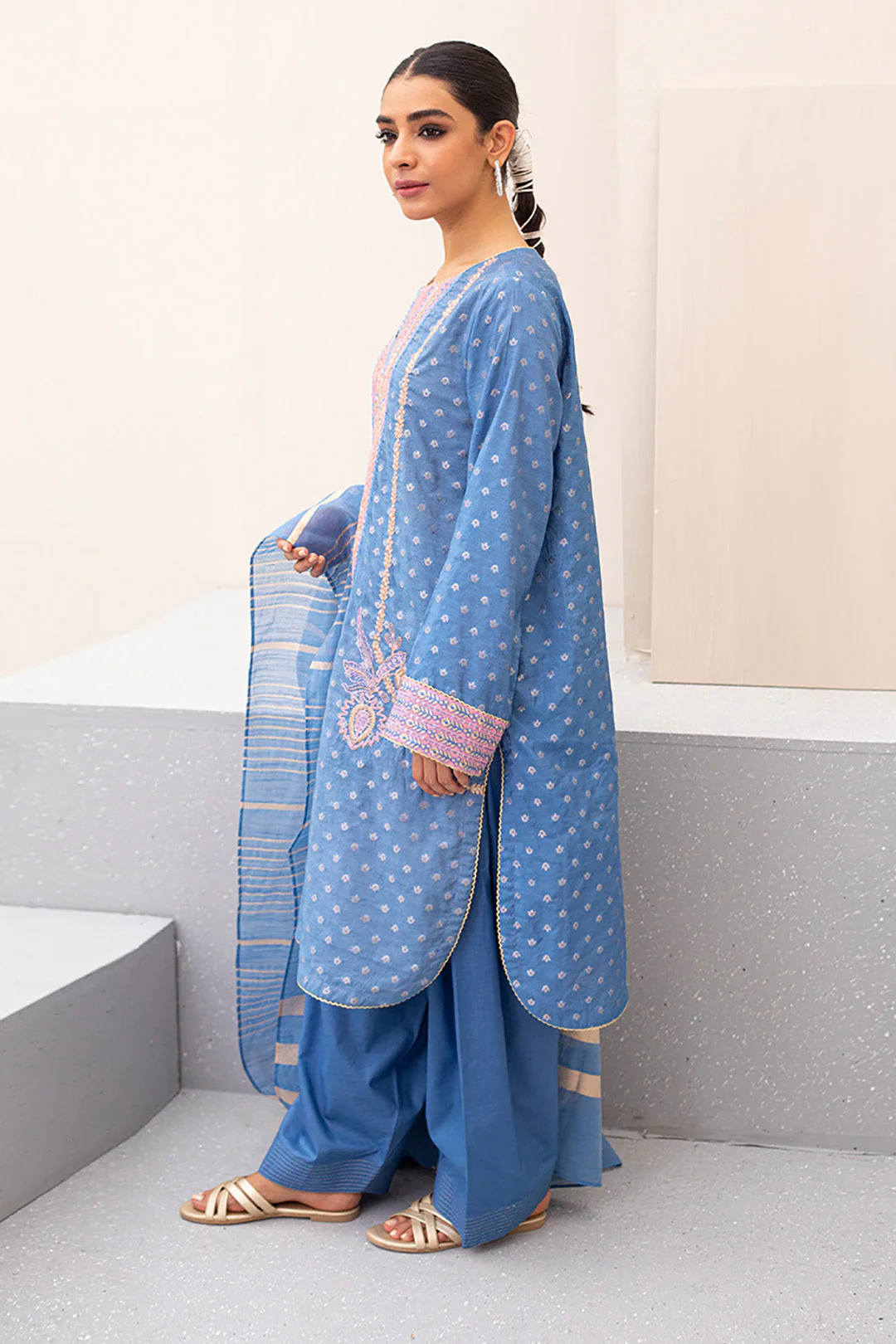 Embroidered Shirt Shalwar Dupatta - 0440 - Image 3