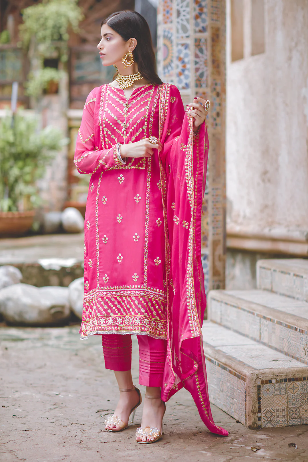 Embroidered Shirt Shalwar Dupatta - 0446 - Image 5