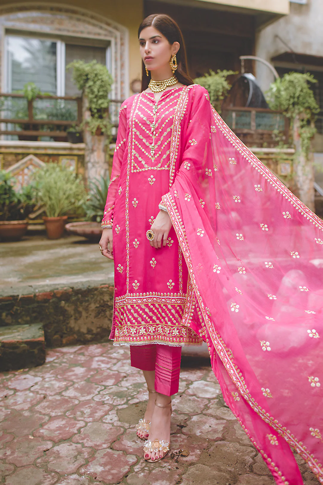 Embroidered Shirt Shalwar Dupatta - 0446 - Image 9