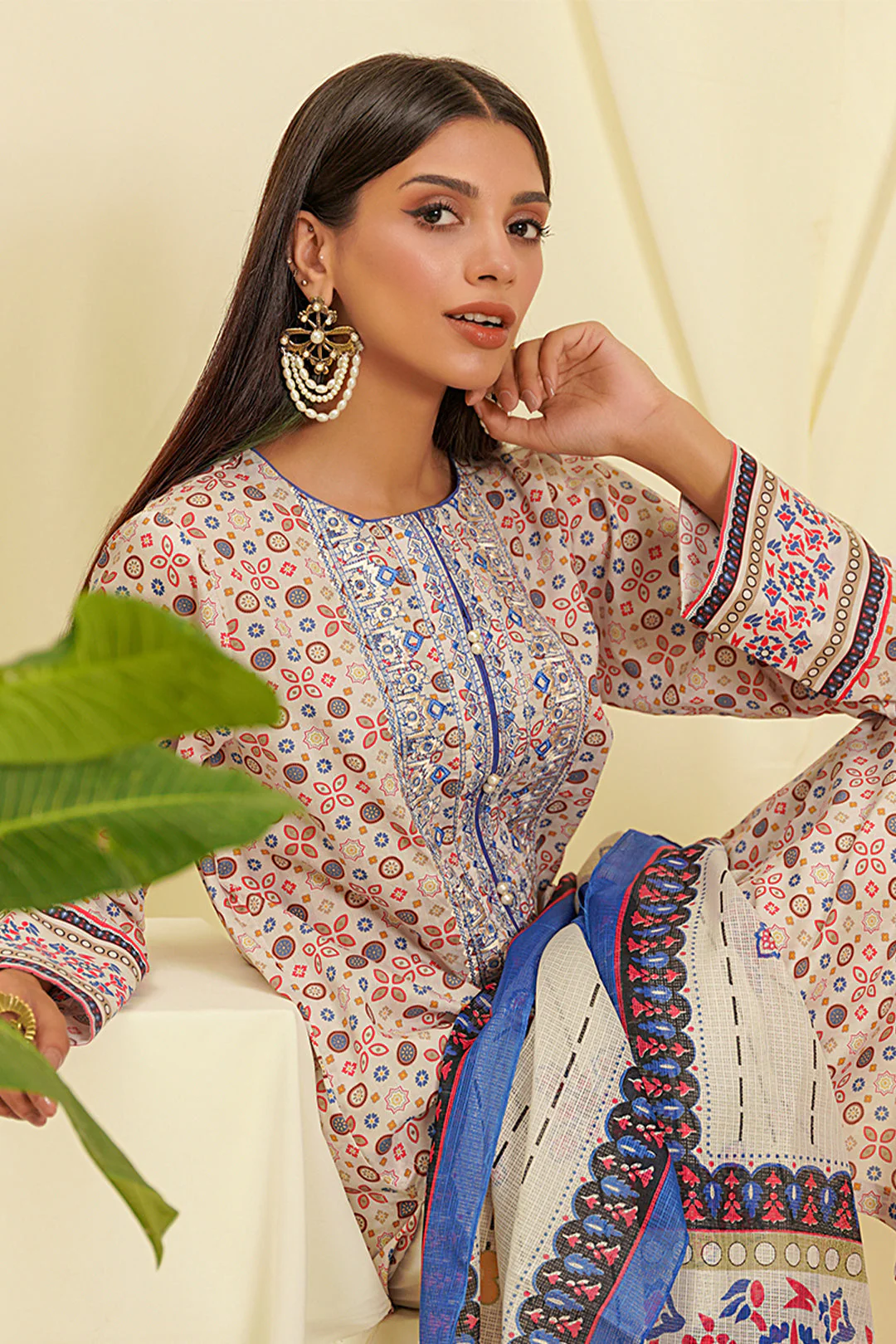 Embroidered Shirt Shalwar Dupatta - 0458 - Image 2