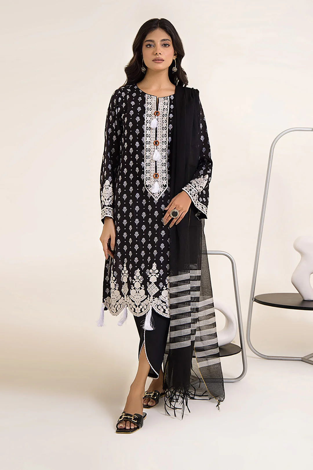 Embroidered Shirt Shalwar Dupatta - 0500 - Image 3
