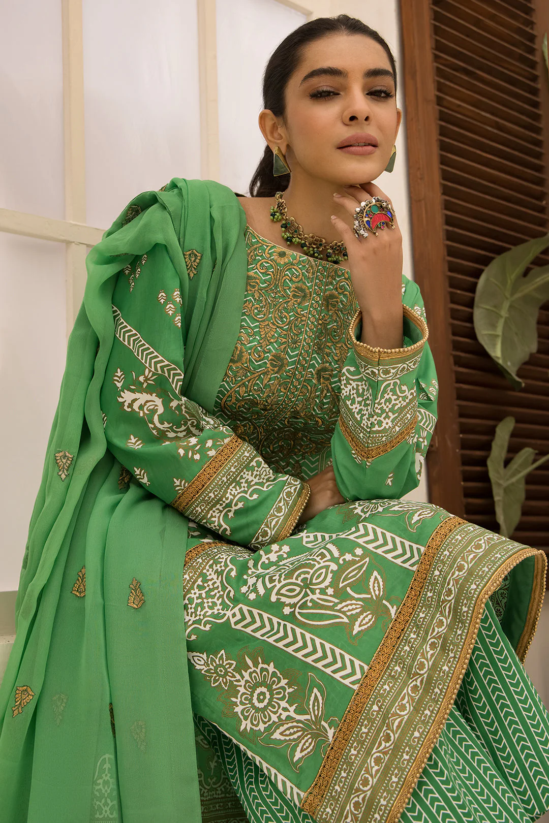 Embroidered Shirt Shalwar Dupatta - 0568 - Image 5