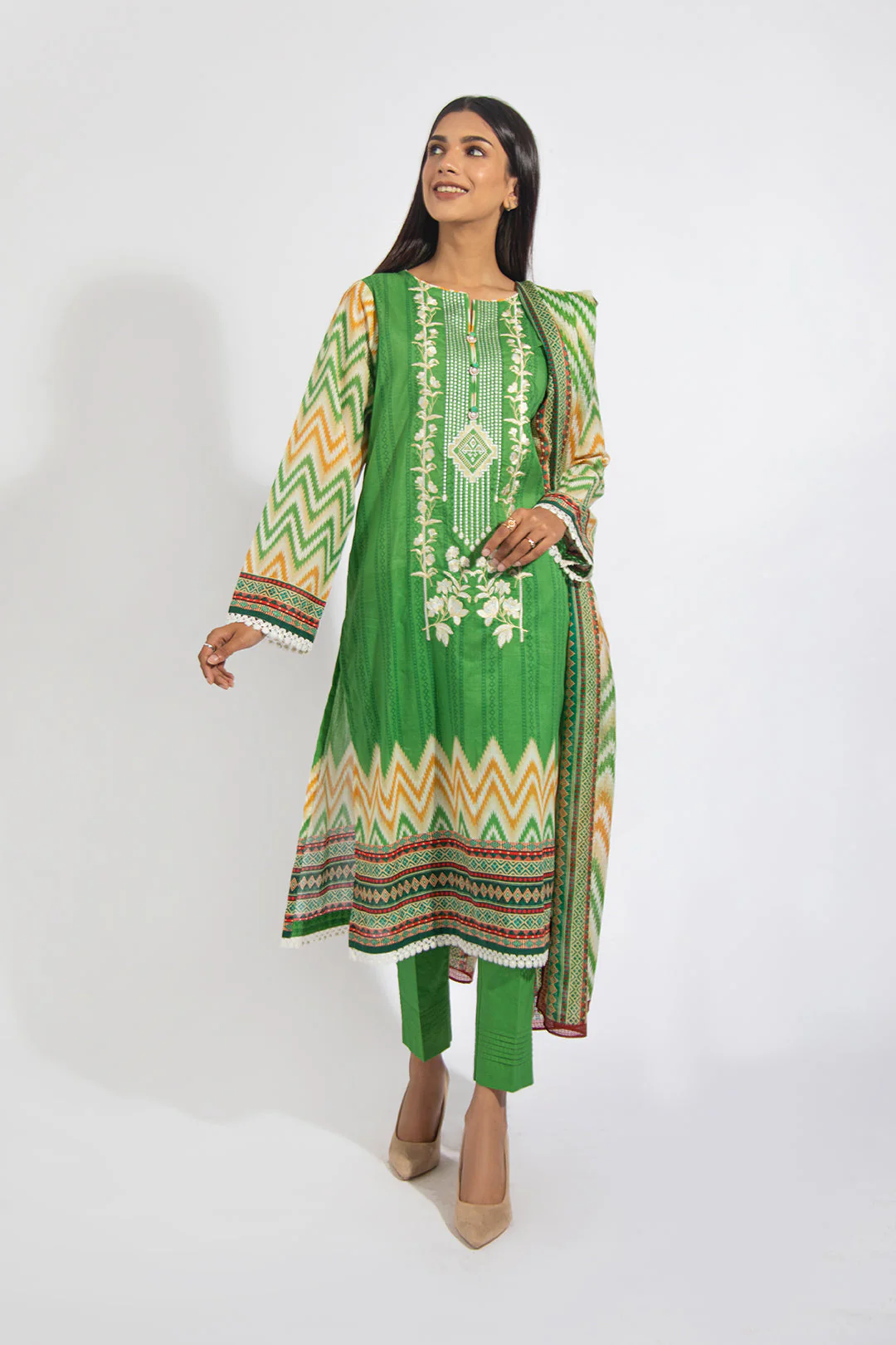 Embroidered Shirt Shalwar Dupatta - 0599 - Image 2