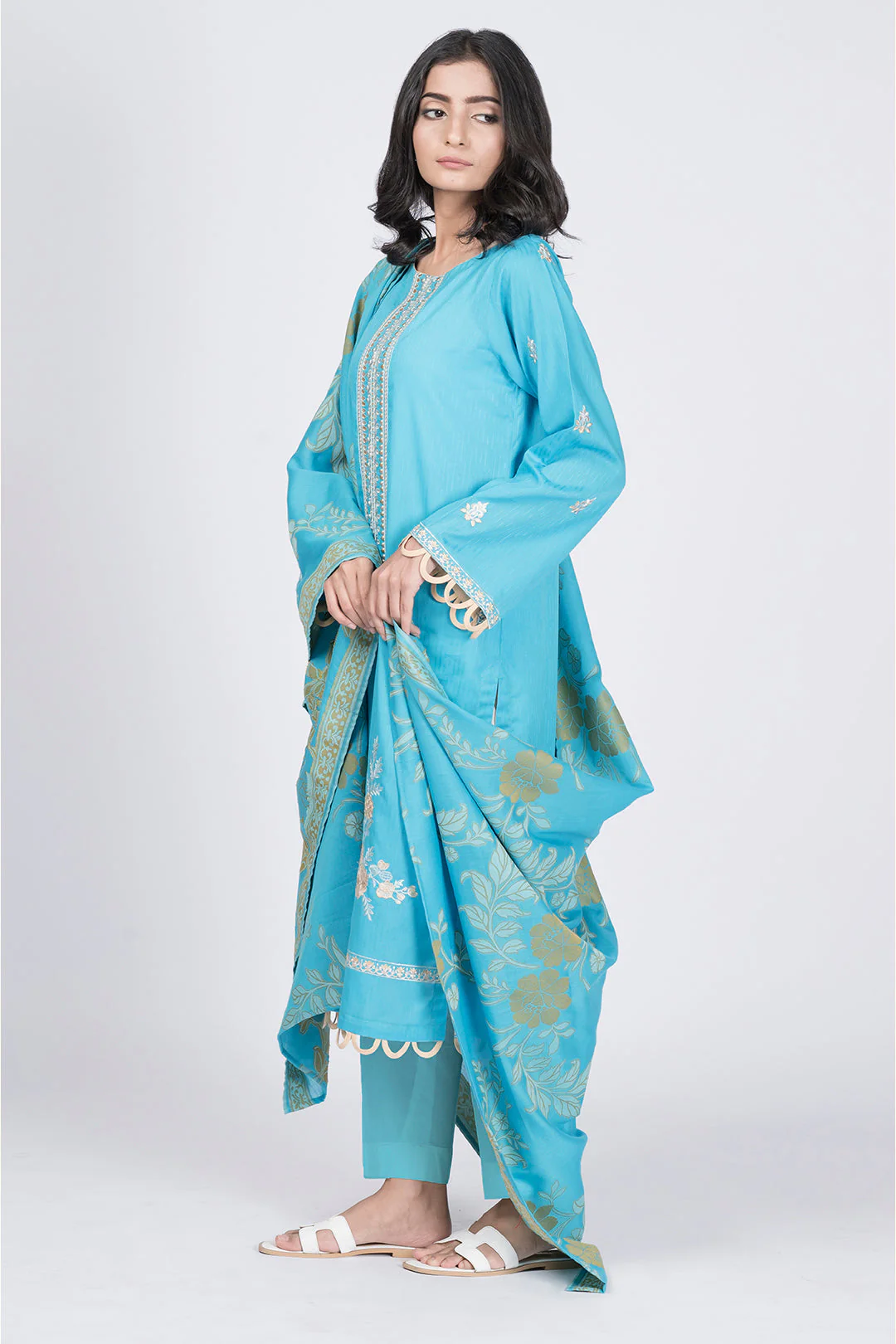 Embroidered Shirt Shalwar Dupatta - 0609 - Image 2