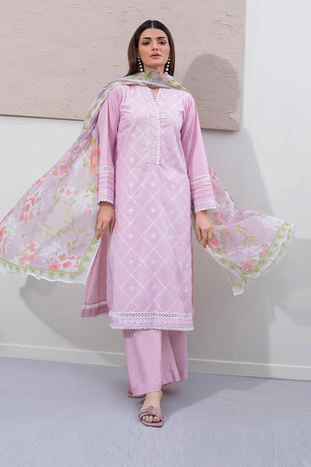 Embroidered Shirt Shalwar Dupatta - 0644 - Image 2