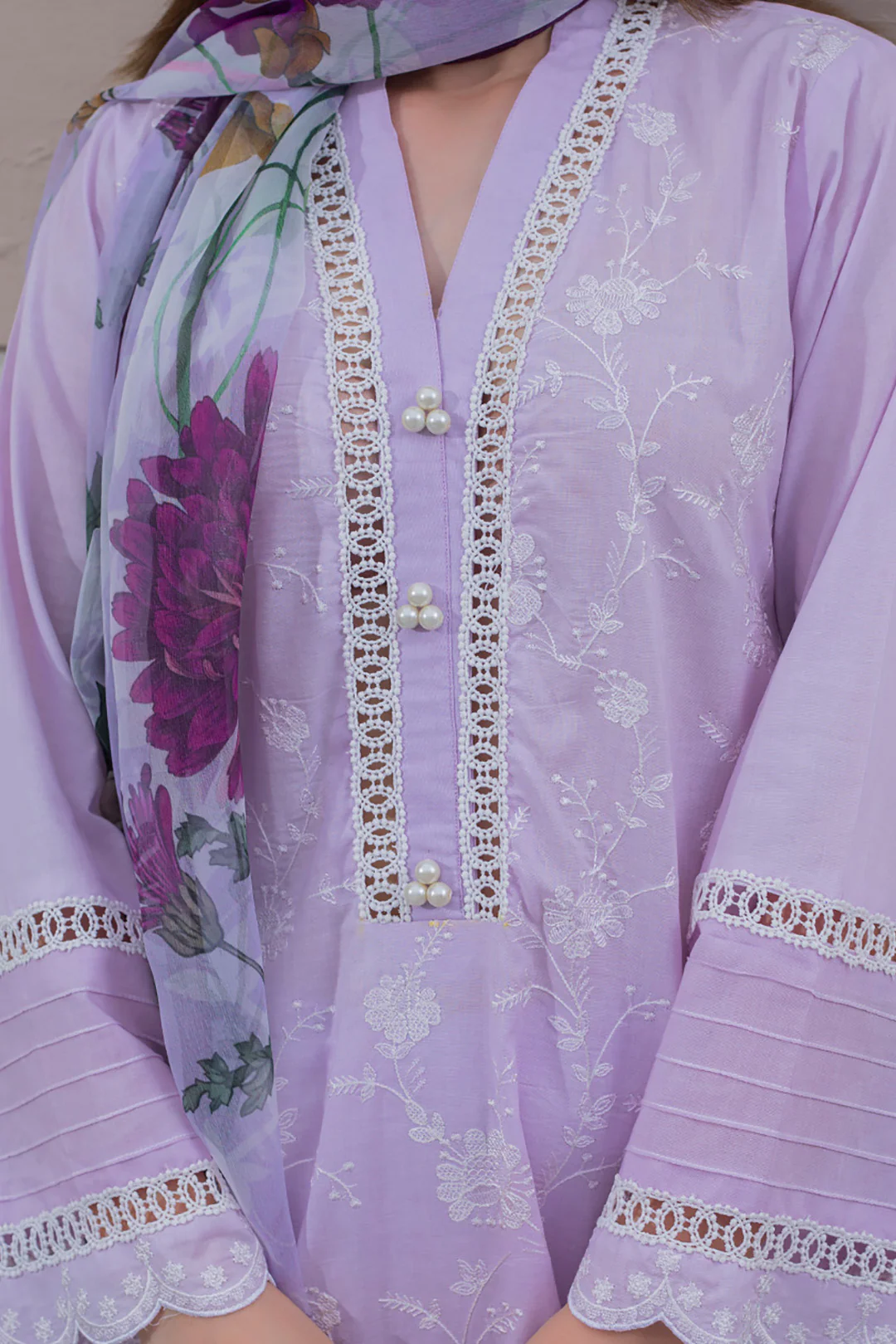 Embroidered Shirt Shalwar Dupatta - 0645 - Image 4