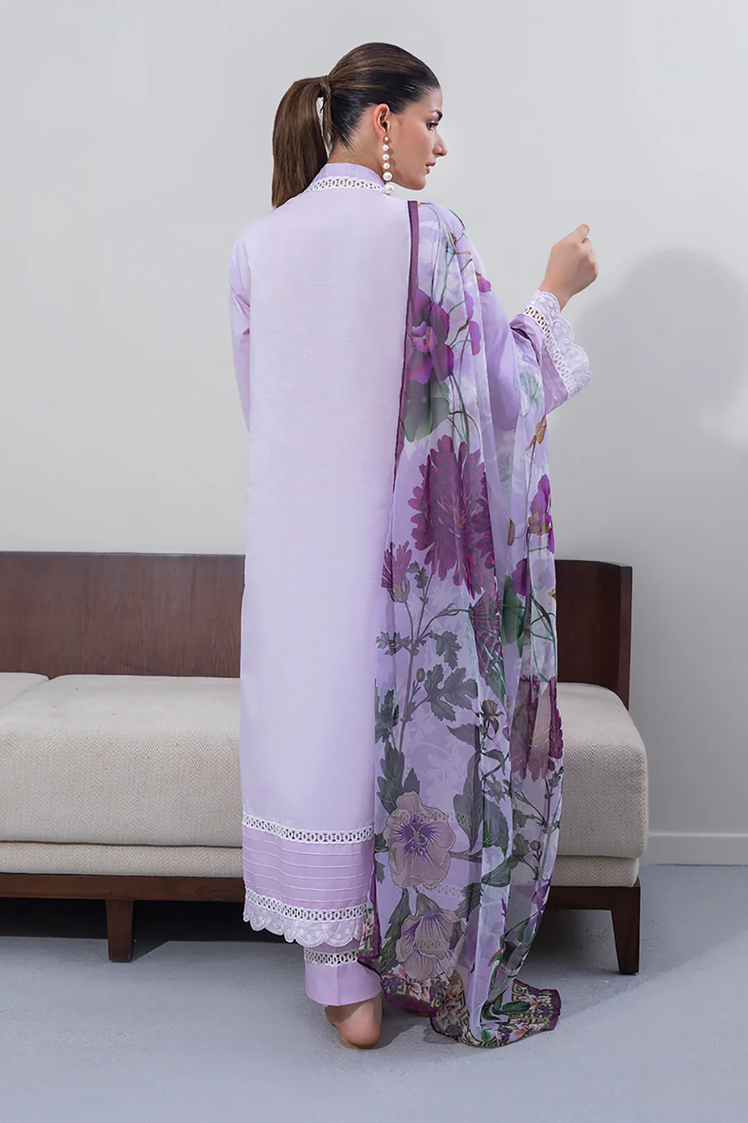 Embroidered Shirt Shalwar Dupatta - 0645 - Image 5