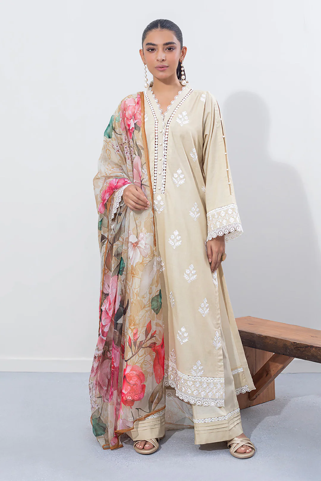 Embroidered Shirt Shalwar Dupatta - 0648 - Image 2