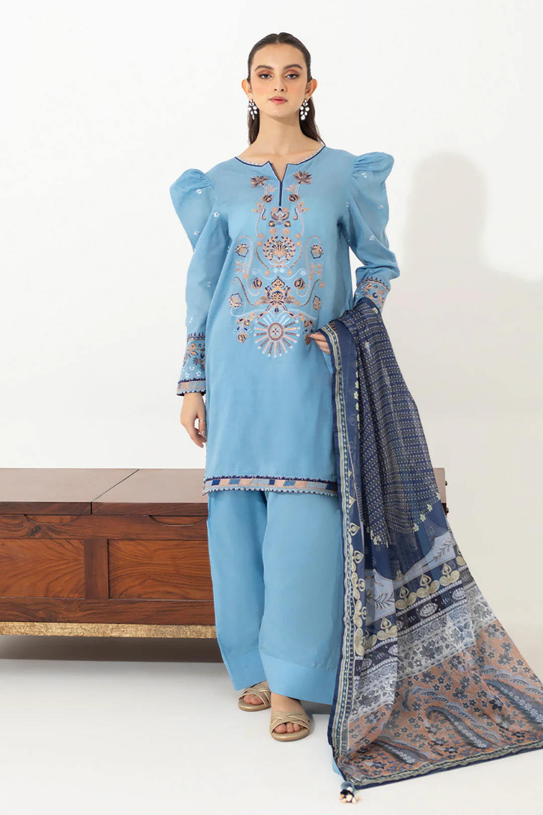 Embroidered Shirt Shalwar Dupatta - 0649 - Image 2