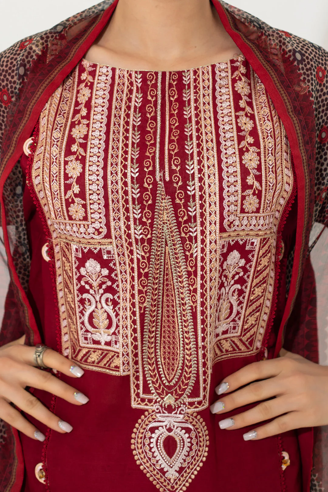 Embroidered Shirt Shalwar Dupatta - 0652 - Image 4