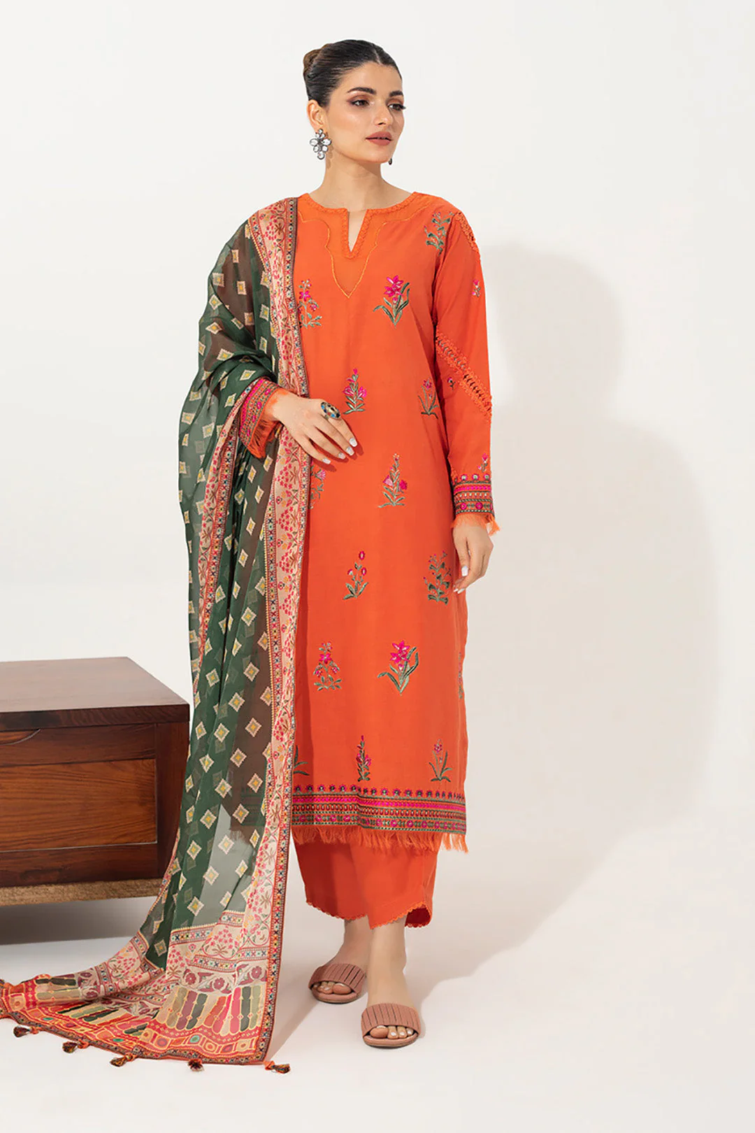 Embroidered Shirt Shalwar Dupatta - 0653 - Image 2