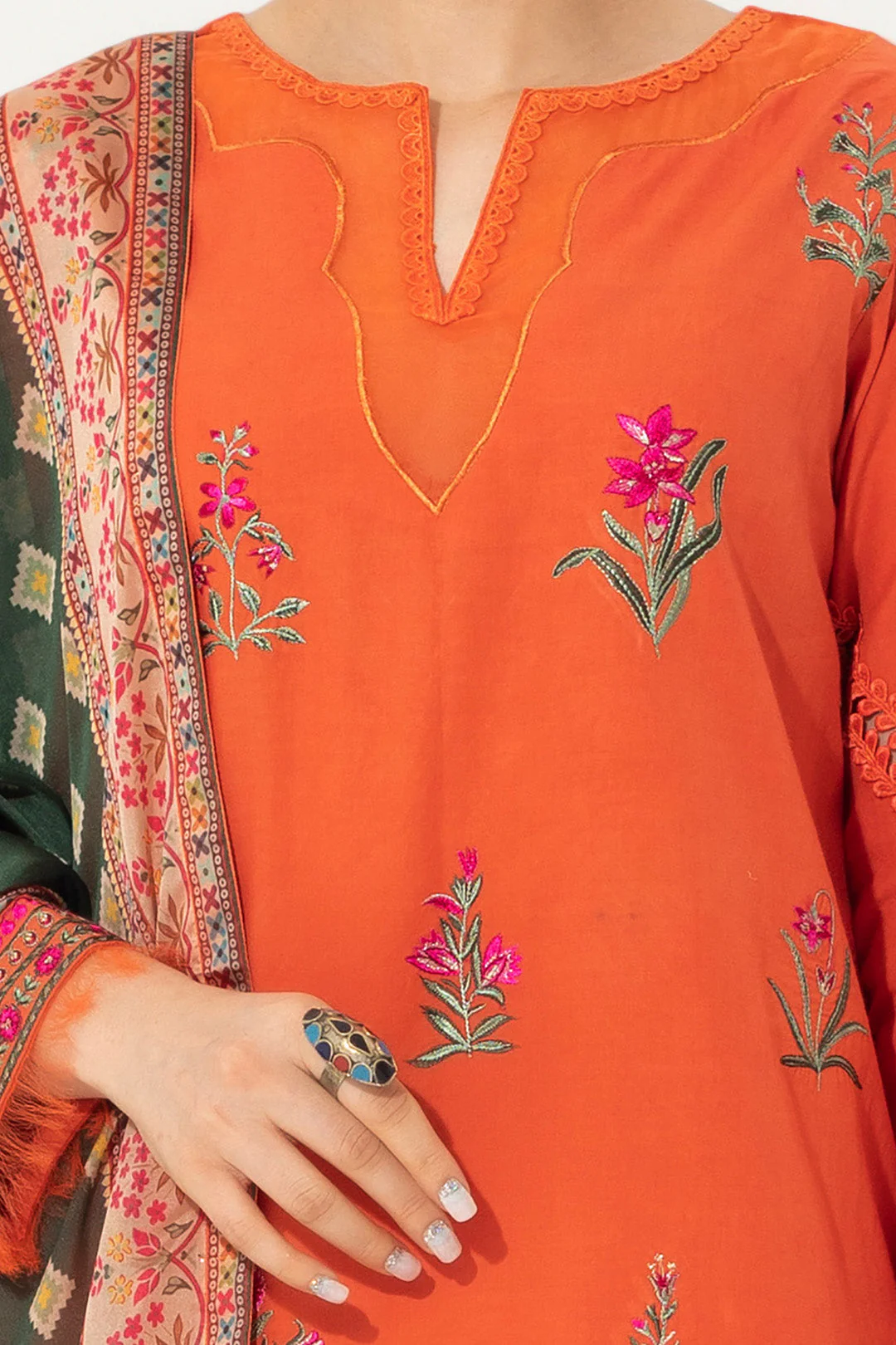 Embroidered Shirt Shalwar Dupatta - 0653 - Image 4