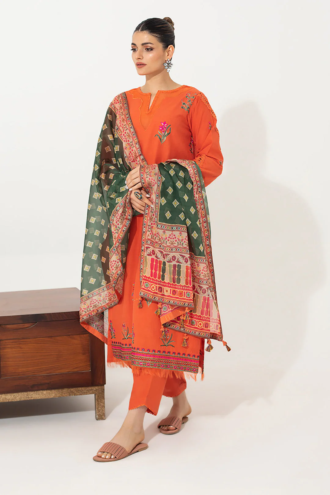 Embroidered Shirt Shalwar Dupatta - 0653 - Image 5