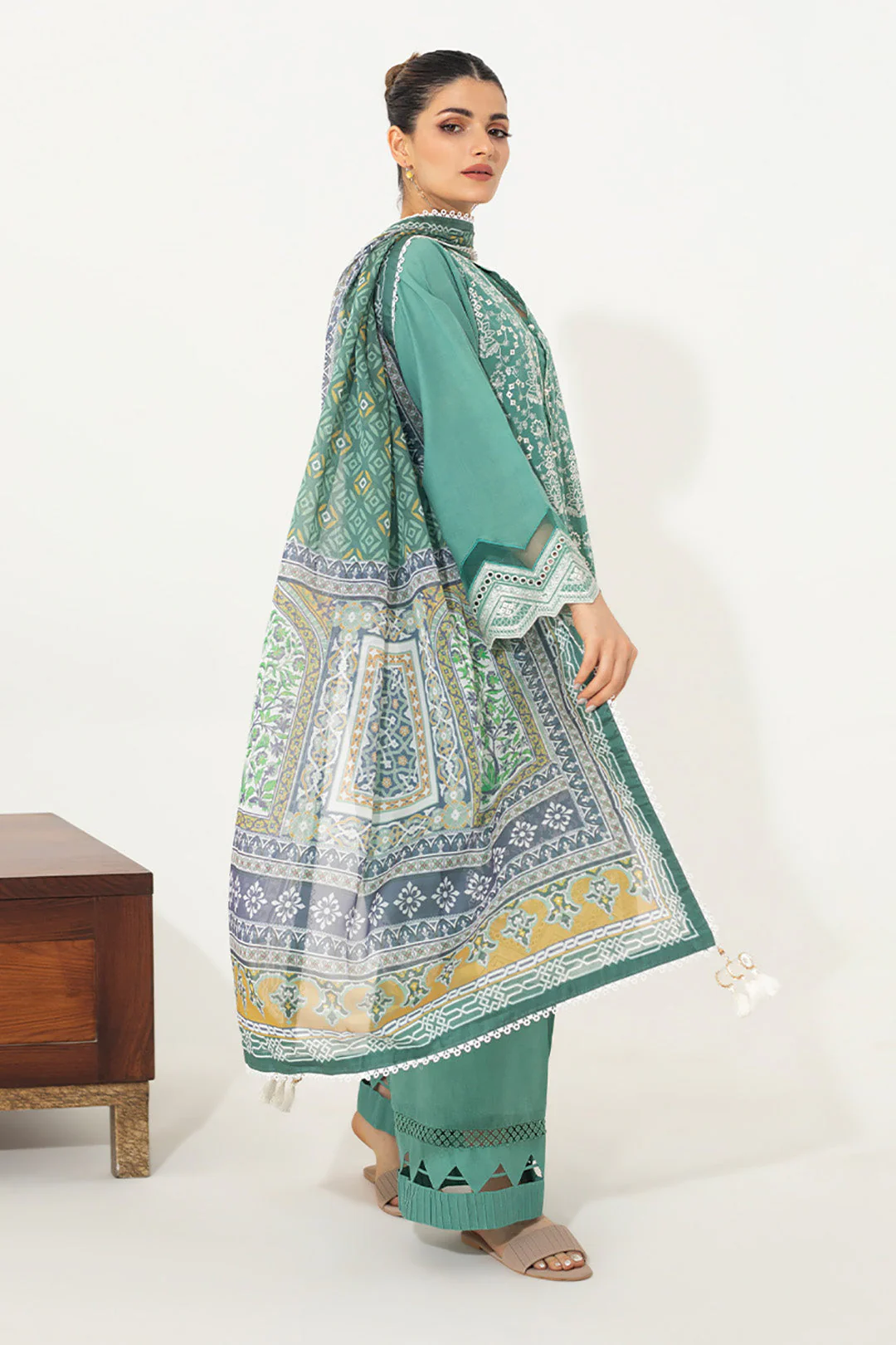 Embroidered Shirt Shalwar Dupatta - 0654 - Image 3